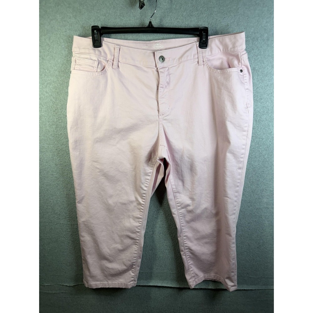 St. John's Bay Capri Pants Womens 22W Pink Stretch Denim Casual Pockets